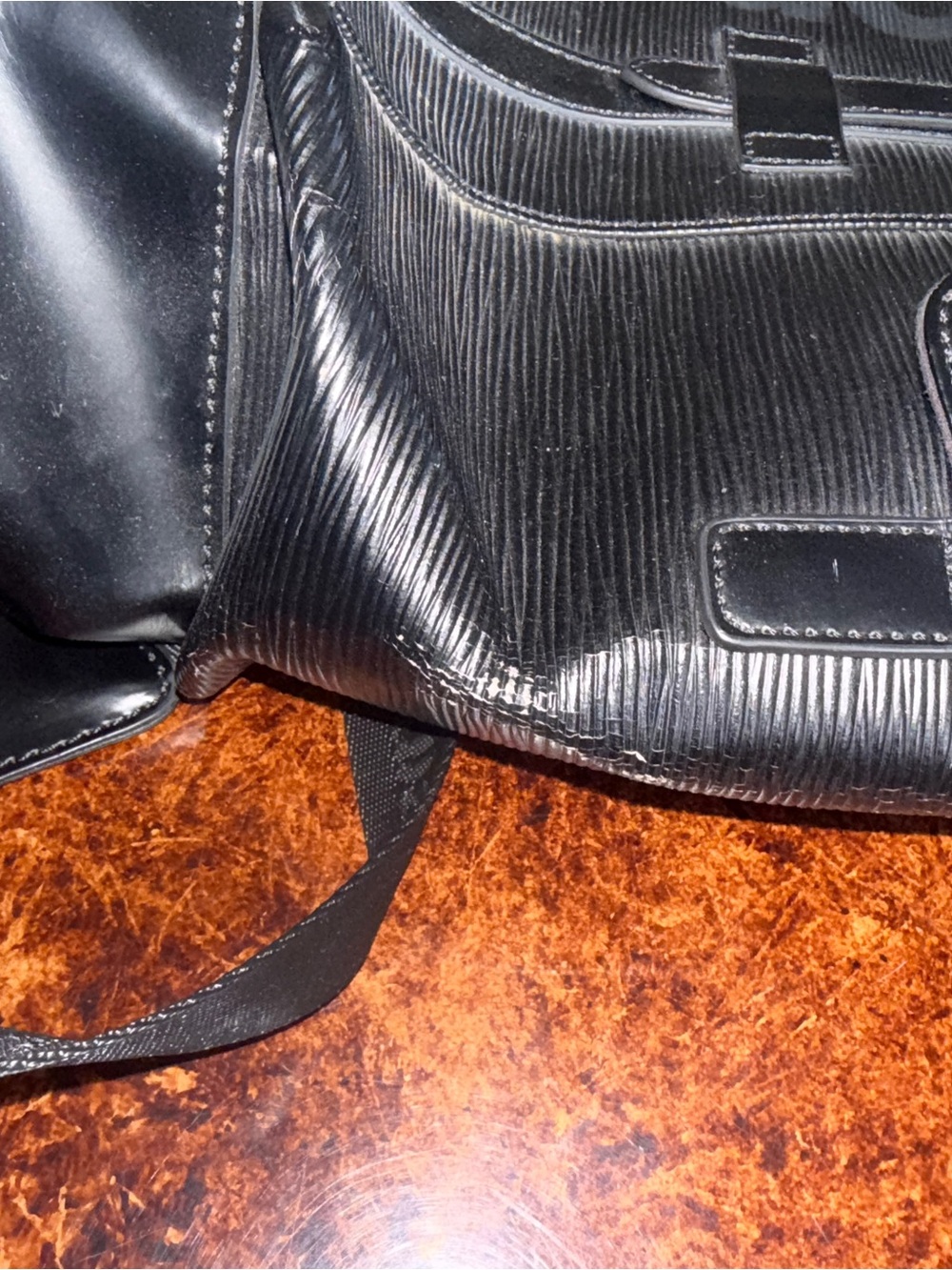 Supreme Black Textured Leather Backpack with Front Pockets - Picture 4 of 7